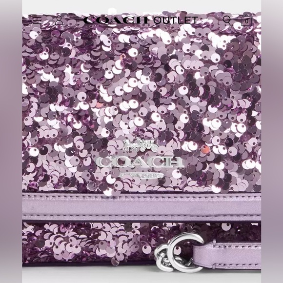 COACH Flap Clutch Crossbody in Gorgeous Silver Lilac Sequins. 🤩 SOLD OUT! - Picture 5 of 7